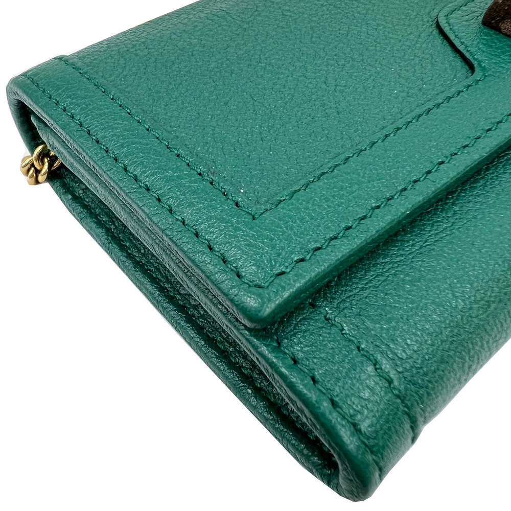 Gucci Bamboo Bag Wallet Chain Shoulder GG Green Leather Mirror Long Marmont